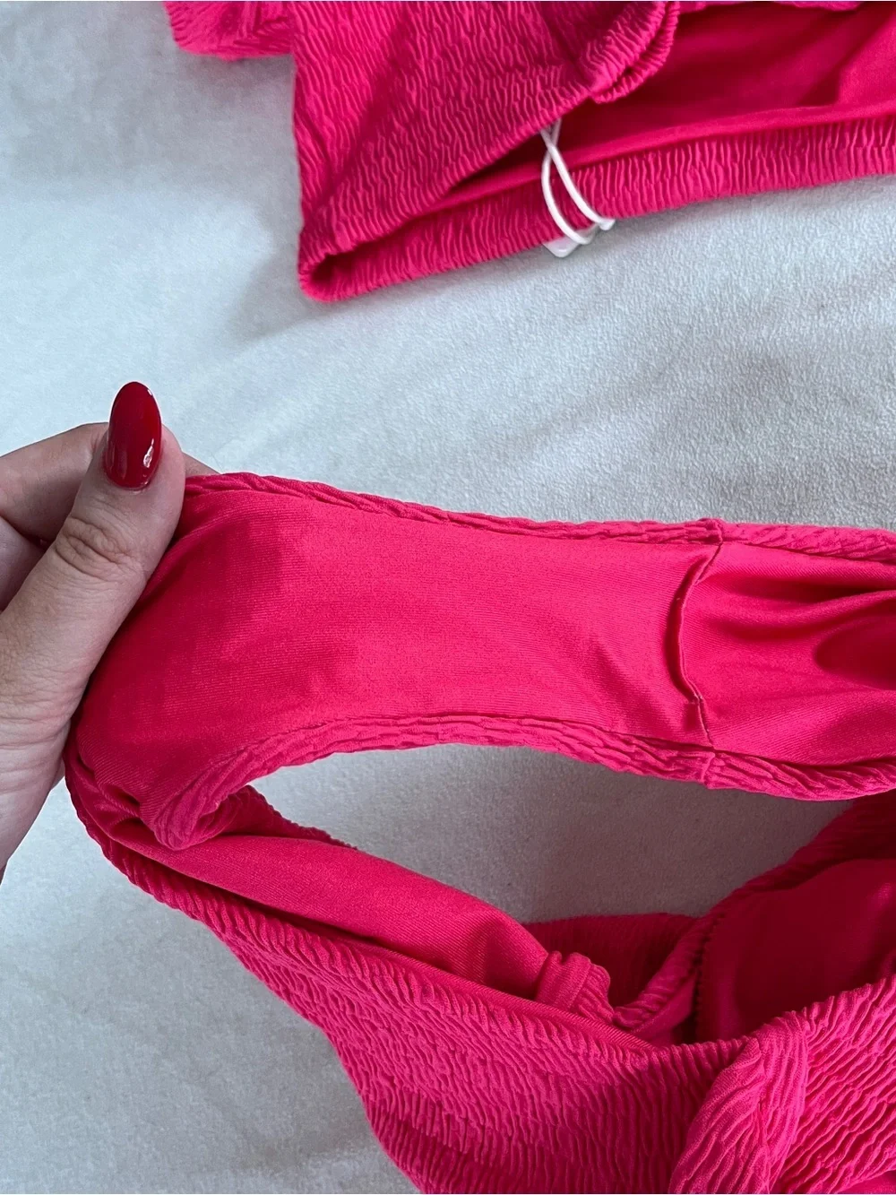 Agua Bendita 'Calista/Isabella' 2-PC Textured Bikini Set, Bright Rose L NWT